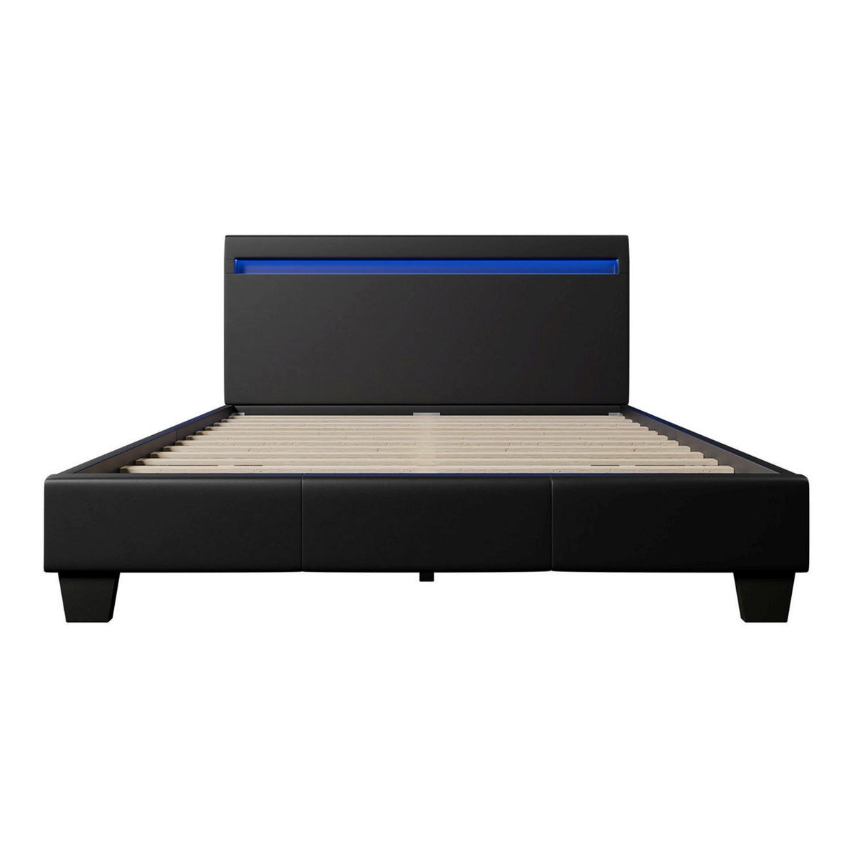 POLSTERBETT Paris mit Matratze und LED schwarz 120x200cm - Schwarz, Textil (120/200cm) - Juskys