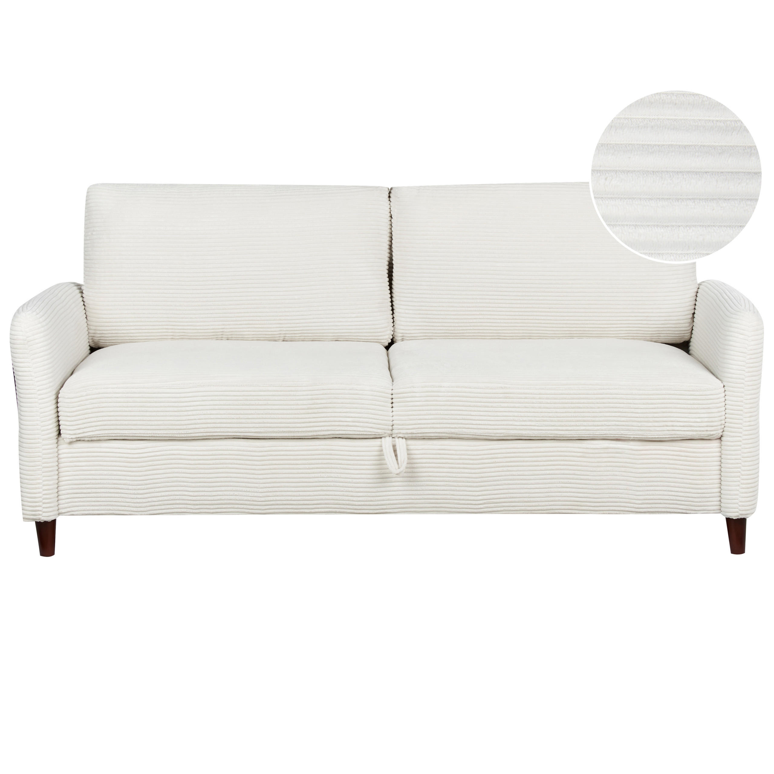 3-SITZER-SOFA Cord cremeweiß mit Stauraum Mare - Dunkelbraun/Weiß, Textil (184/88/77cm) - Beliani