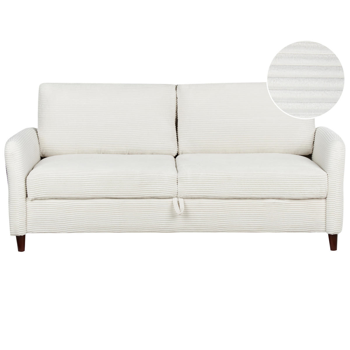 3-SITZER-SOFA Cord cremeweiß mit Stauraum Mare - Dunkelbraun/Weiß, Textil (184/88/77cm) - Beliani