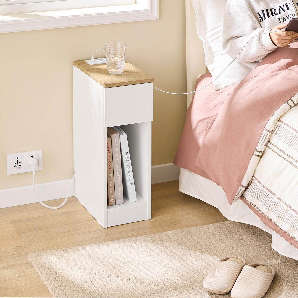 NACHTTISCH 2er Set, Beistelltisch Weiß 20x35x60 cm - Weiß, Holzwerkstoff (20/60/35cm) - SoBuy