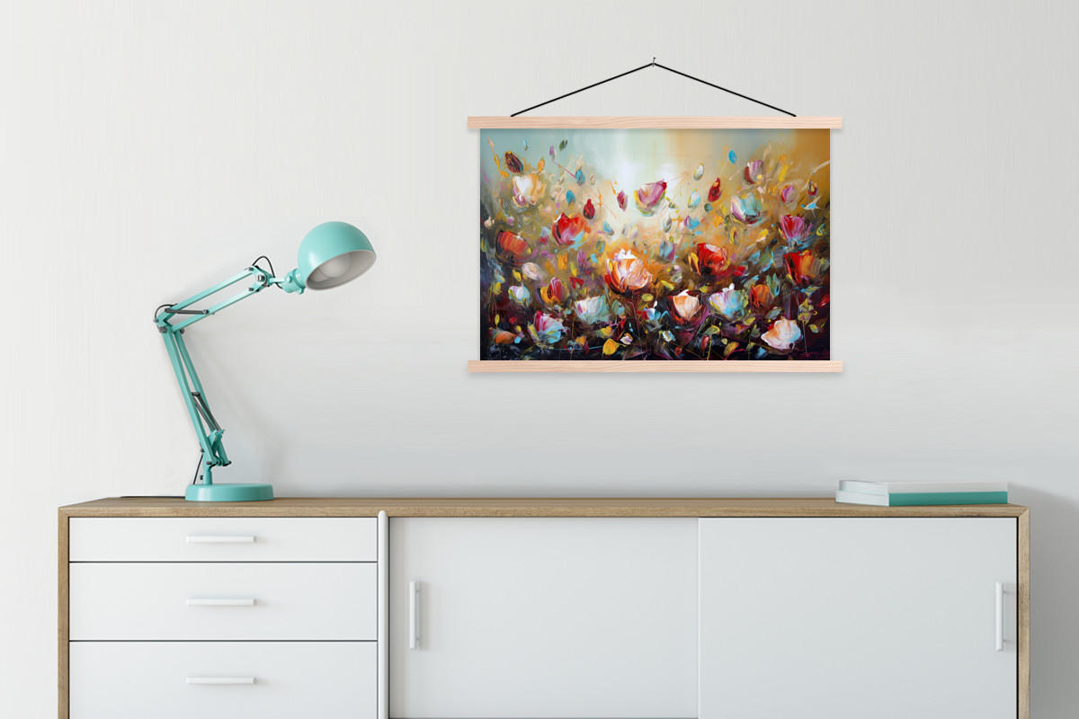 POSTER Blumen - Kunst - Natur - Ölgemälde 90x60 cm - Multicolor, Textil (90/60/0.15cm) - MuchoWow