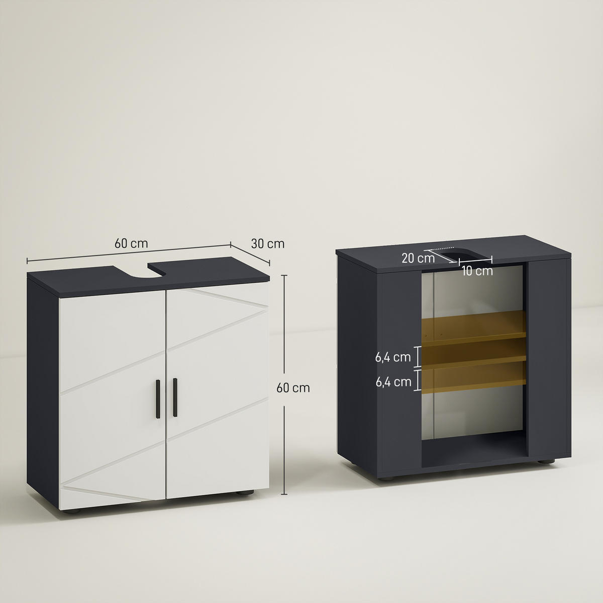 BADEZIMMERSCHRANK Grau 30.0/60.0/60.0 cm - Grau, Holzwerkstoff (60/60/30cm)