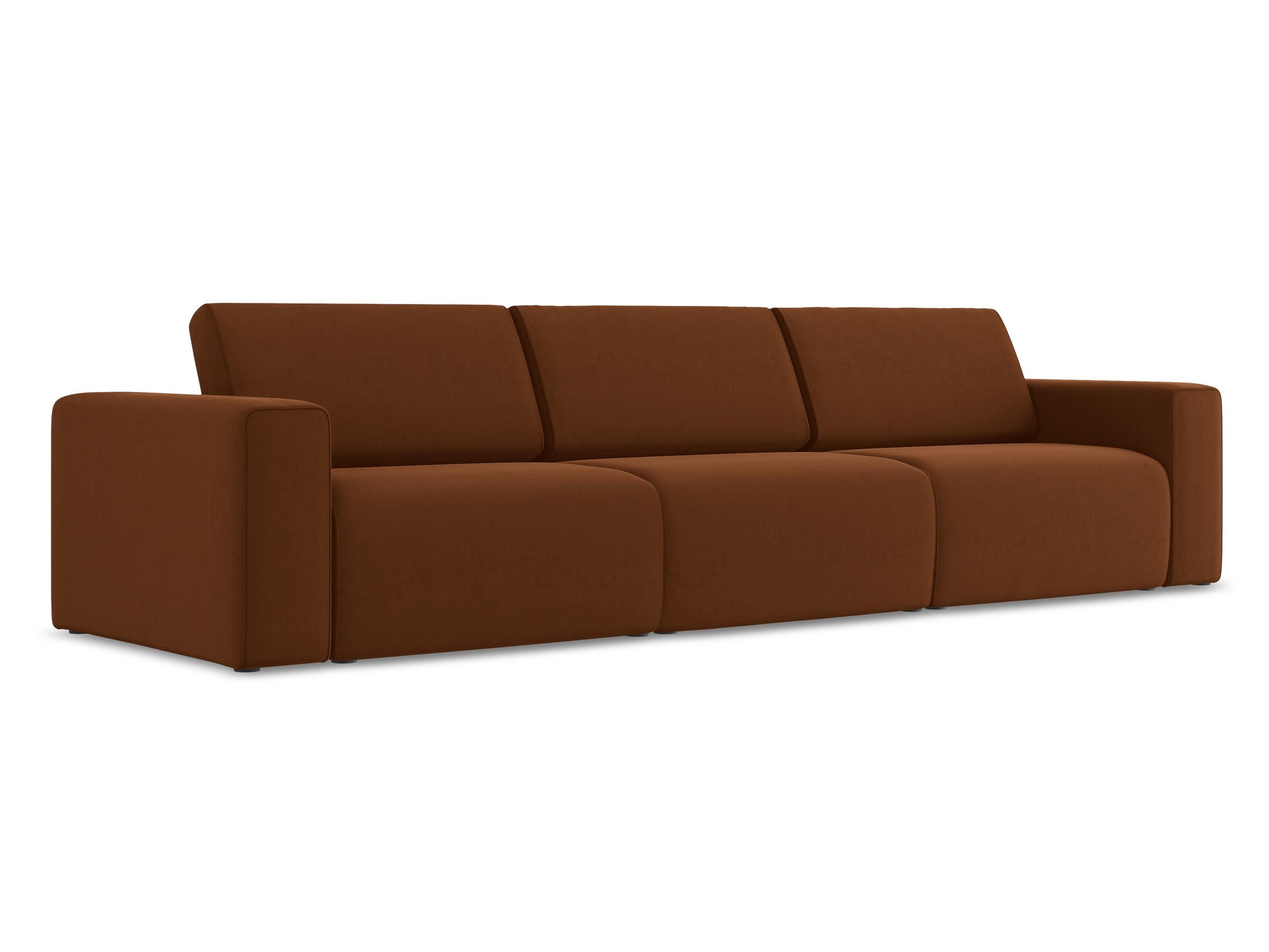 4-SITZER-SOFA Samt Stoff Orange - Rot/Terra cotta, Kunststoff/Textil (314/80/103cm) - Makamii