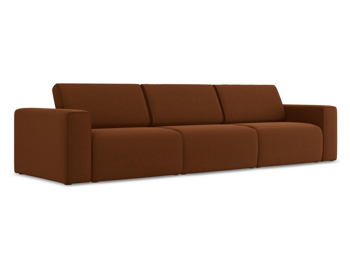 4-SITZER-SOFA Samt Stoff Orange - Rot/Terra cotta, Kunststoff/Textil (314/80/103cm) - Makamii