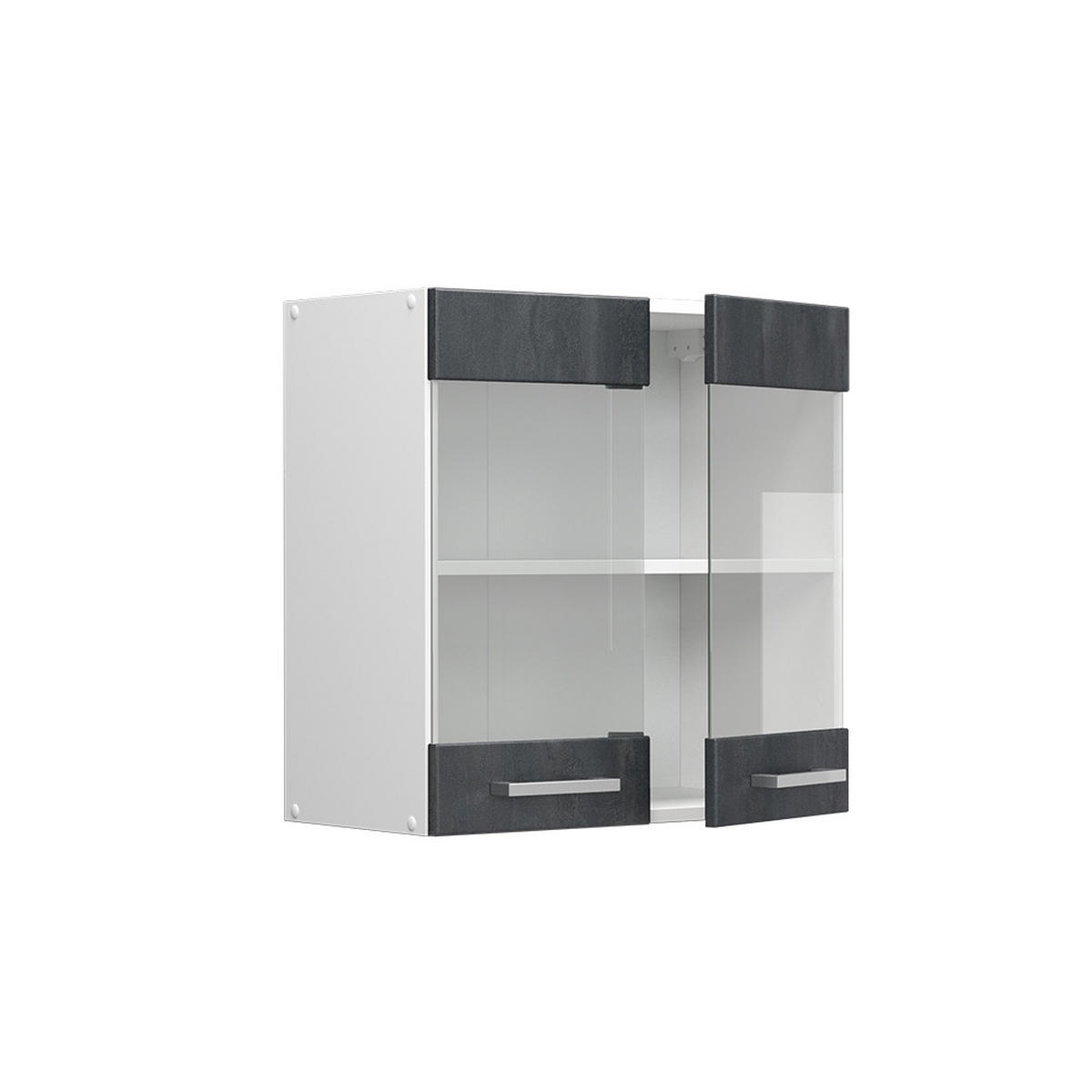 KÜCHENGLASSCHRANK R-Line Schwarz Beton 60 cm - Schwarz/Weiß, Holzwerkstoff (60/60/31cm) - Vicco