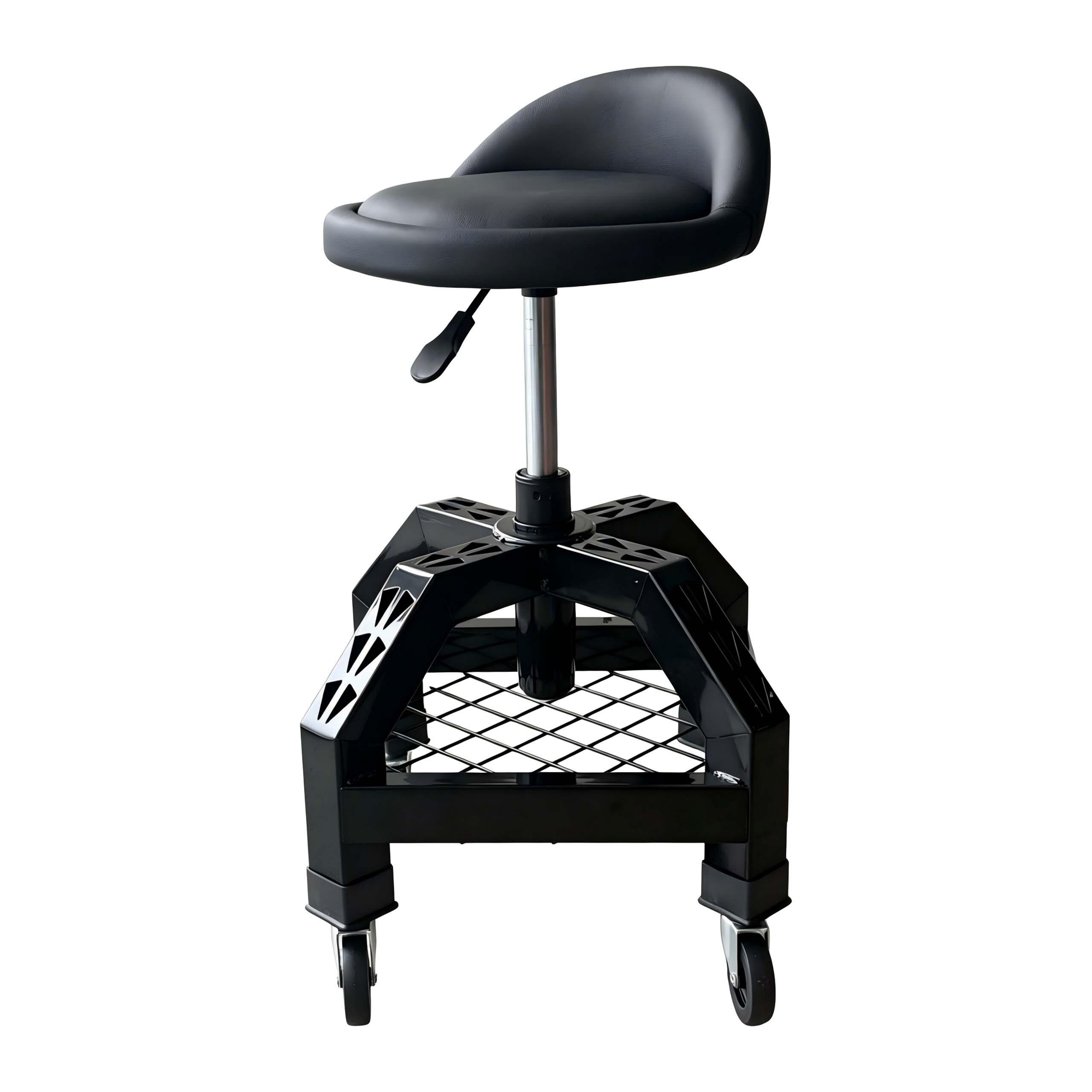 WERKSTATTHOCKER Schwarz höhenverstellbar mit Lehne Rollen - Schwarz, Textil/Metall (40/50/40cm) - Relaxdays