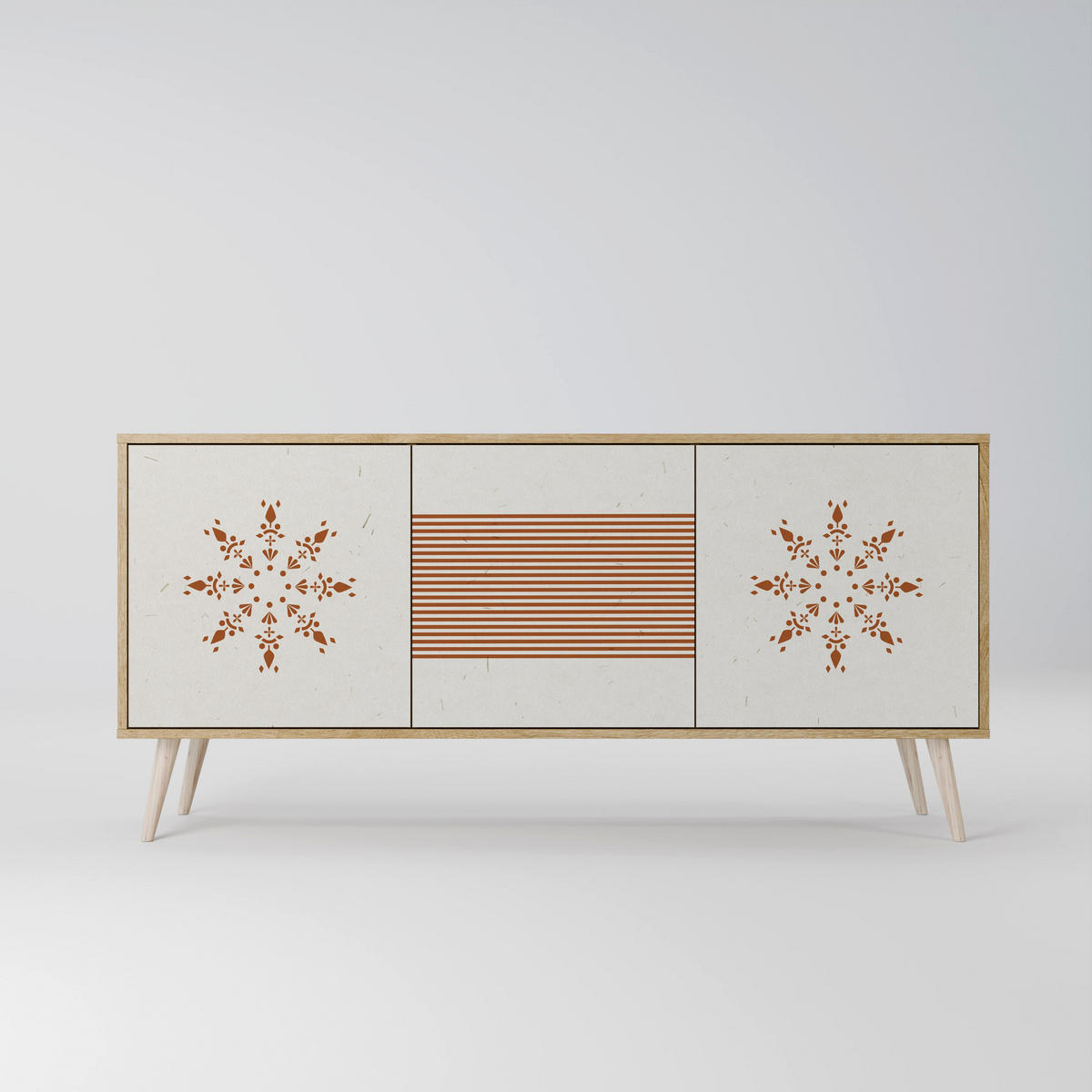 SIDEBOARD DAILY HARMONY, Eicheneffekt, 164,5x42x77,5 cm, 3 Türen - Eichefarben/Buchefarben, Holzwerkstoff/Buchenholz (164.5/77.5/42cm) - SpaceRebels
