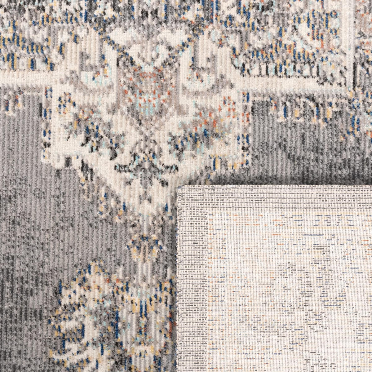 OUTDOOR Teppich Orientalisch Vintage Balkon, Terrasse schmutzabweisend Grau Rechteckig 120x170 - Grau, Textil (120/170cm) - KADIMA DESIGN
