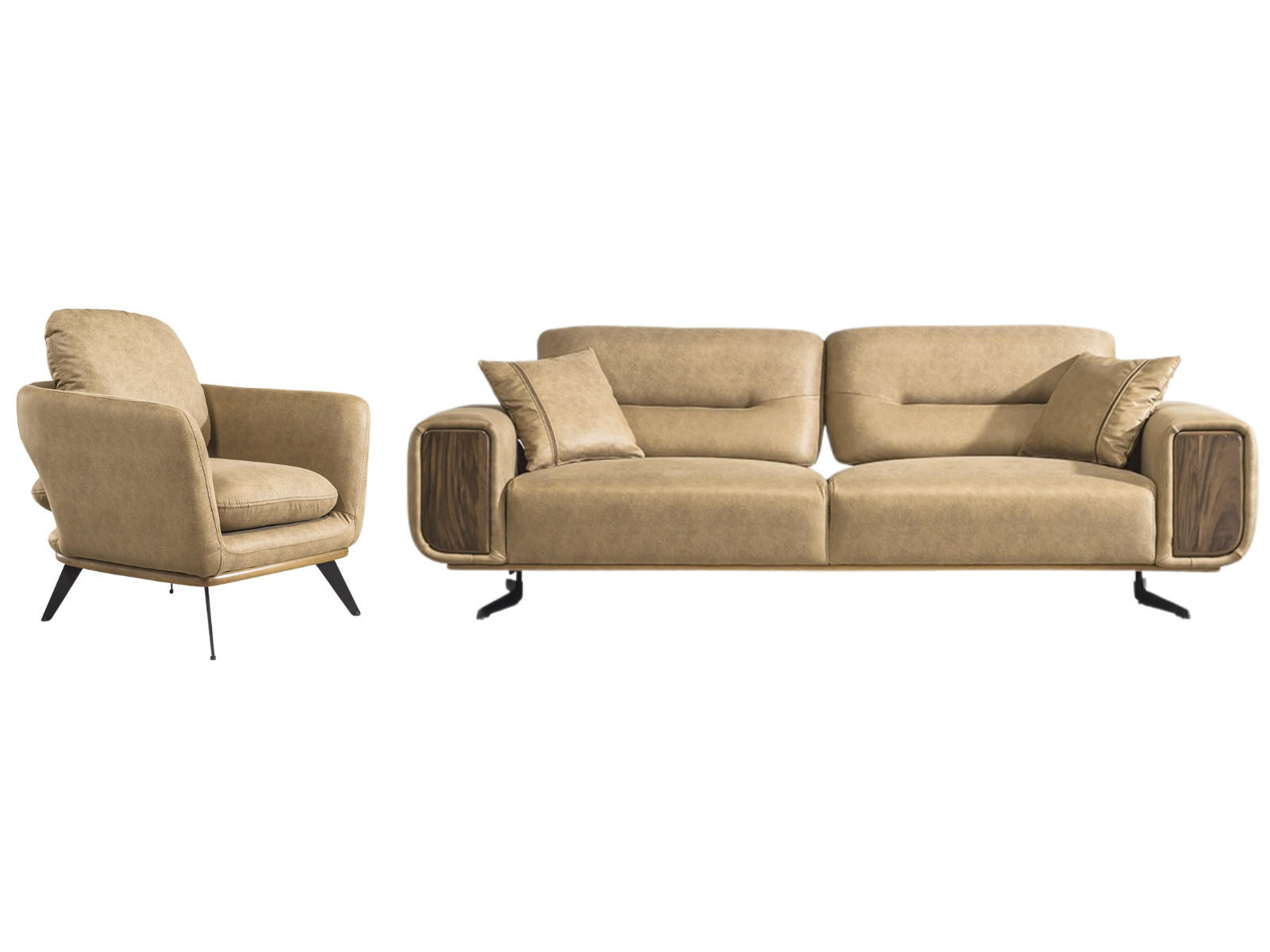 SITZGARNITUR Royal, Braun Stellvariante 2+1 - Braun, Leder (200/100/90cm) - Villa Möbel