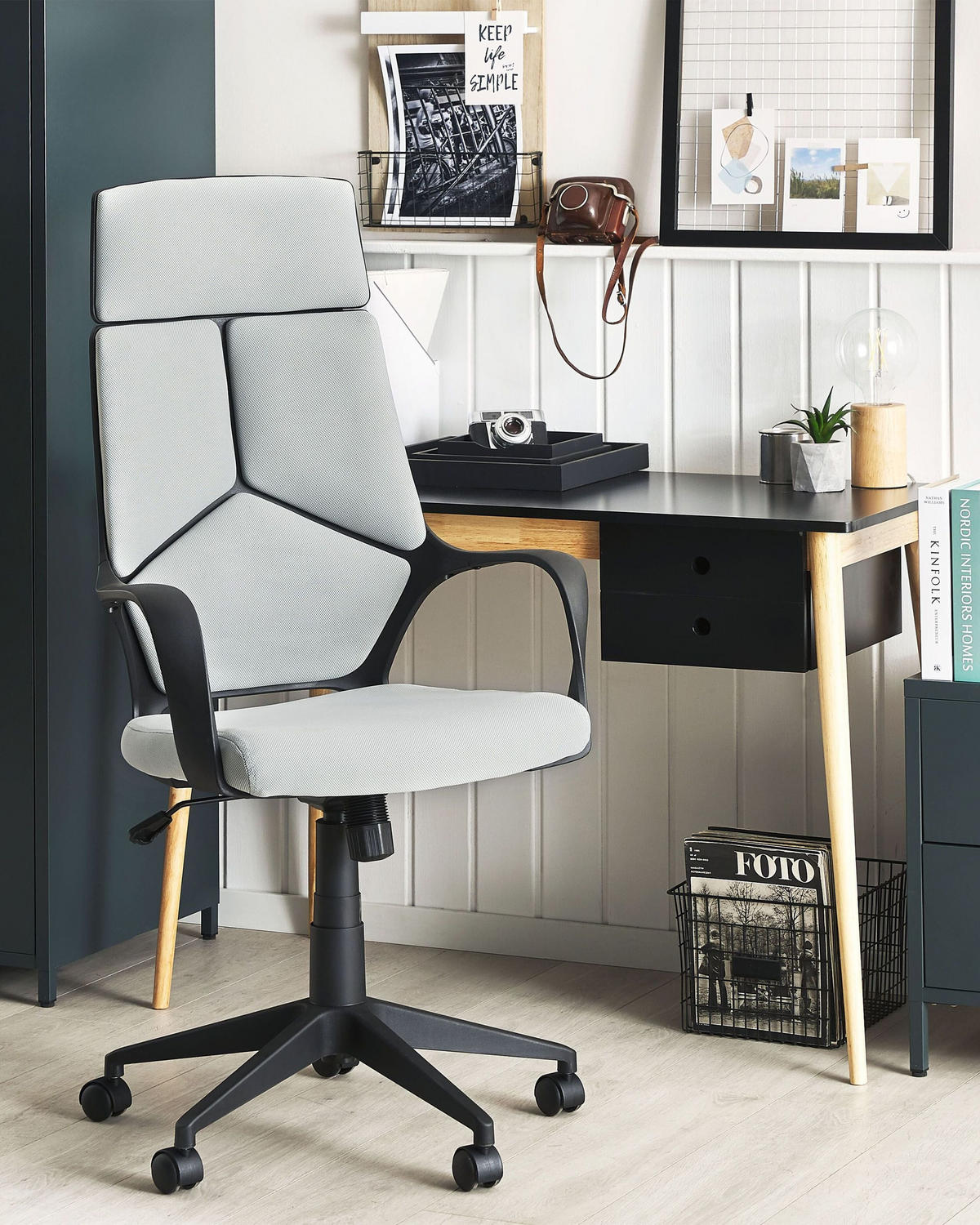 BÜROSTUHL Grau Delight - Grau, Textil (64/116/64cm) - Beliani