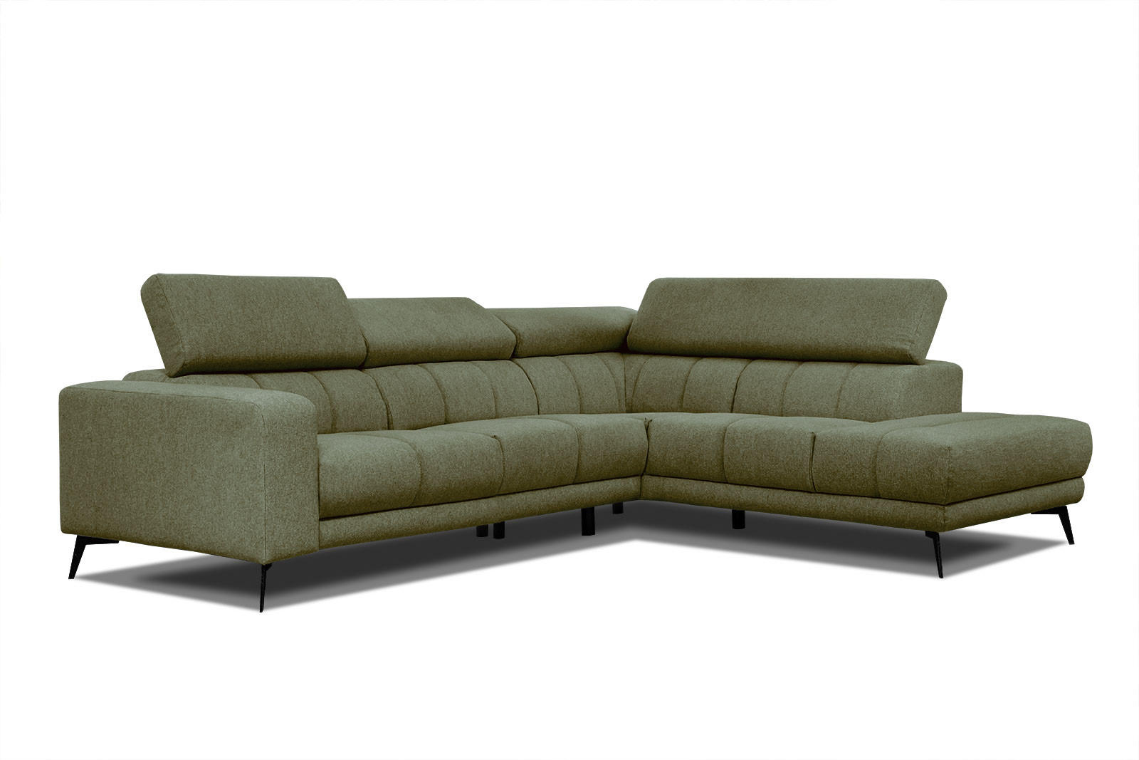 ECKSOFA MORELLO 5-Sitzer, olivgrün - Schwarz/Olivgrün, Holzwerkstoff/Textil (287/228cm) - Courtois Laville
