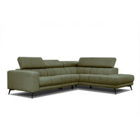 ECKSOFA MORELLO 5-Sitzer, olivgrün - Schwarz/Olivgrün, Holzwerkstoff/Textil (287/228cm) - Courtois Laville