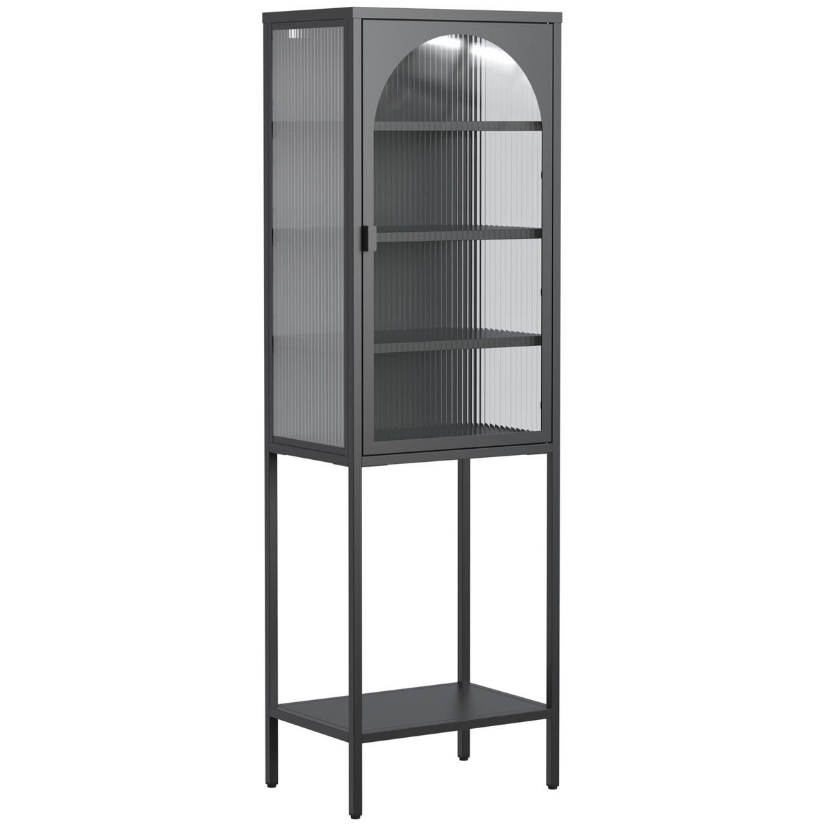 VITRINE 50/35/160 cm in Schwarz aus Metall und Glas mit verstellbaren Böden - Schwarz, Glas (50/160/35cm) - Flora Grace