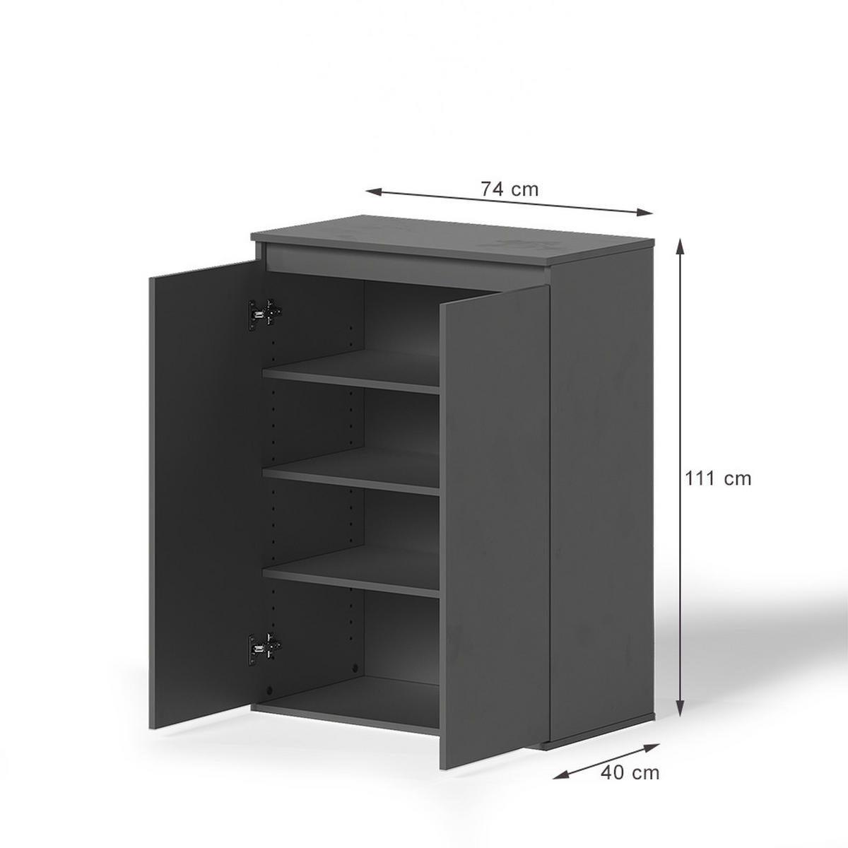KOMODA S VRATIMA Claus Antracit 74 x 99.6 cm s 2 vrata - antracit, drvni materijal (74/99.6/40cm) - Vicco