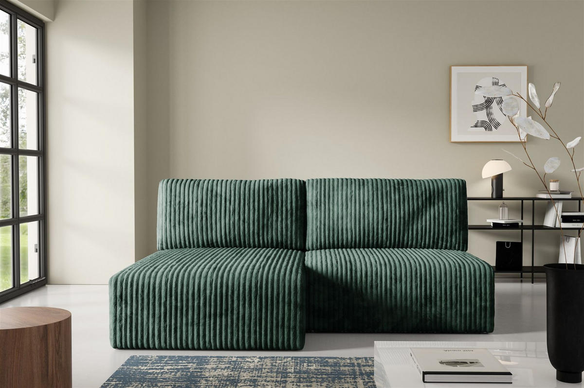 ECKSOFA Natalia Xs - Grün, Holzwerkstoff/Textil (149/210cm) - Fun Möbel