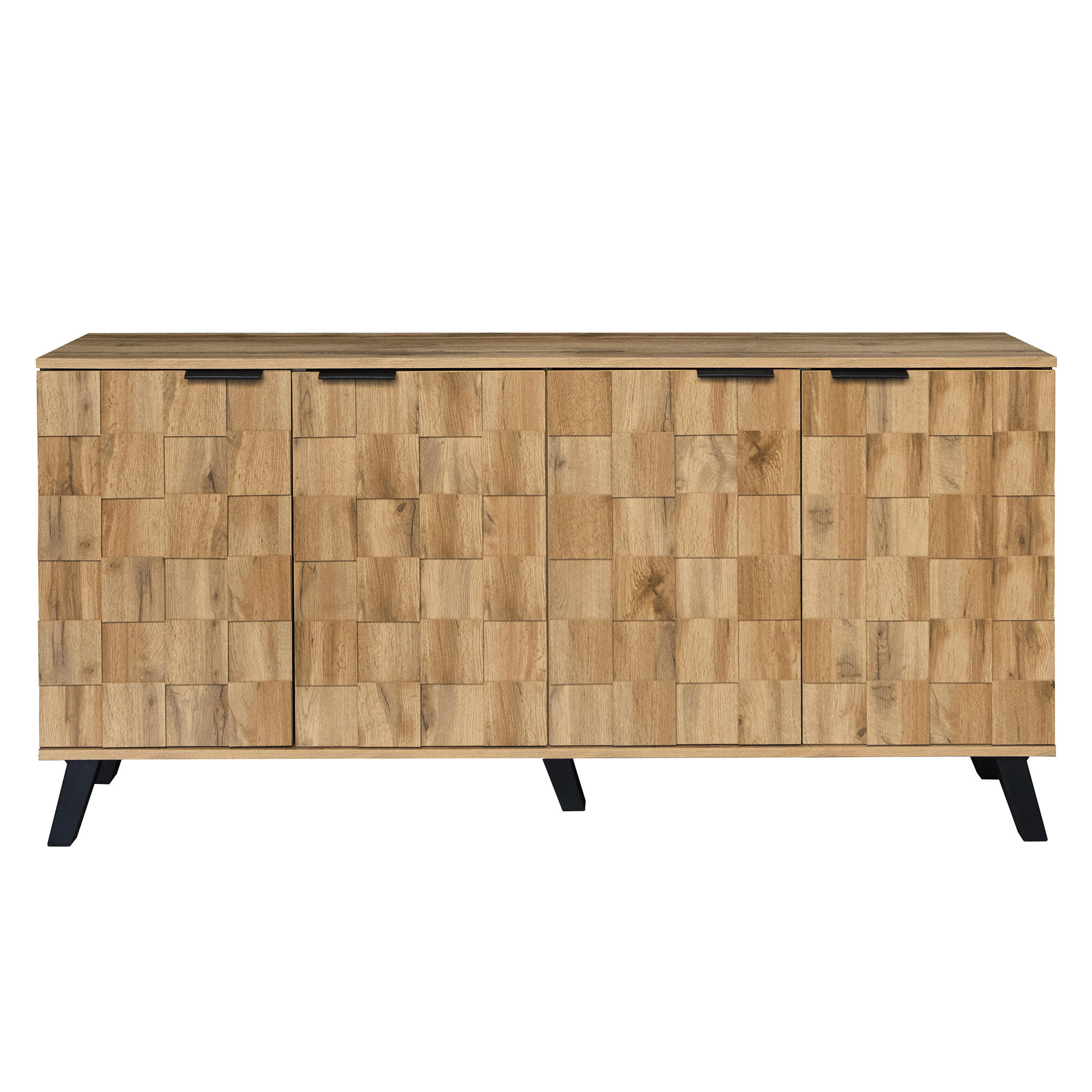 SIDEBOARD in Eiche Optik Stil mit 3 Türen, 160.5/35.5/78cm - Braun, Holzwerkstoff (35.5/78/160.5cm) - Urban Meuble