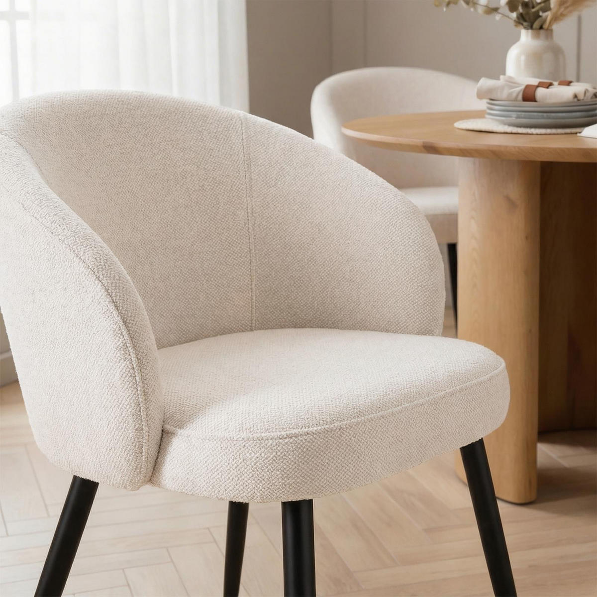 ESSZIMMERSTÜHLE KURSI 2er-Set cremeweiß - Creme, Textil (57/77/60cm) - IDIMEX