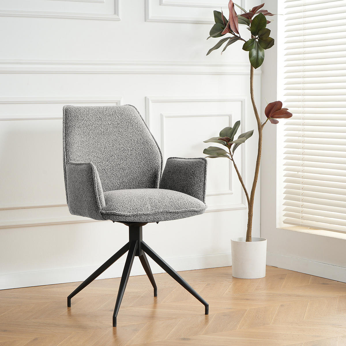 DREHBARER ARMLEHNENSTUHL - Schwarz/Grau, Kunststoff/Textil (58/90/60cm) - home24