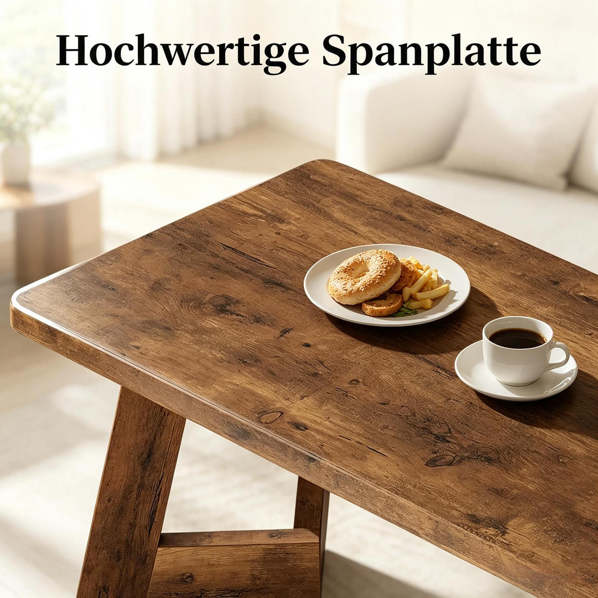 COUCHTISCH Rustikal Braun, 120/60/50 cm - Wildeiche, Holz (60/120/50cm) - PANGIVO