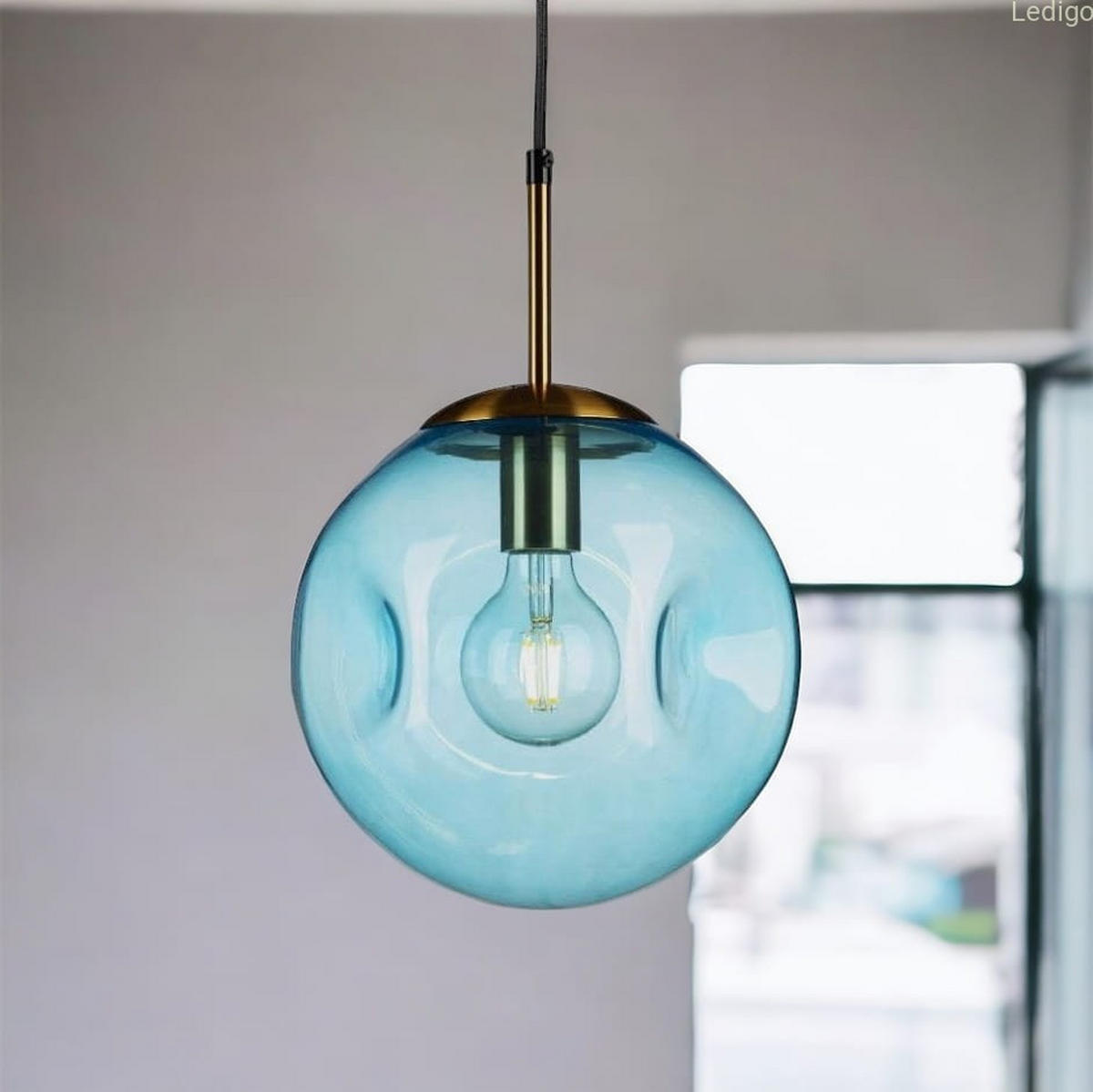PENDELLEUCHTE Rome Lava - Blau/Transparent, Glas/Metall (25/25/118cm) - kiki design