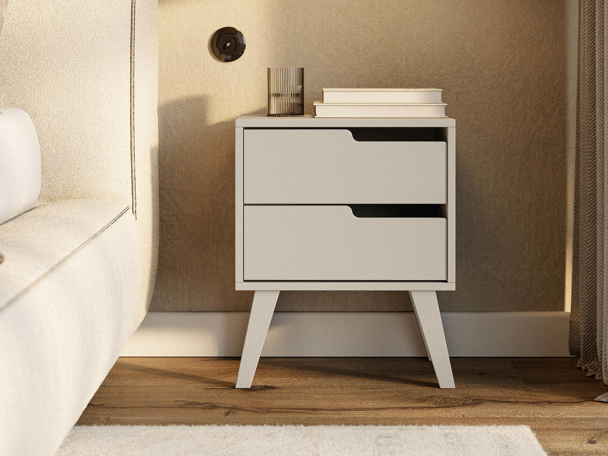 NACHTTISCH Nordelo 2S, Seite: Rechts - Kaschmir, Holz/Holzwerkstoff (45/55/35cm) - MIRJAN24