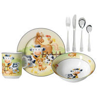 KINDERGESCHIRR MIT BESTECK Hoftiere bunt - Multicolor, Keramik (1/1/1cm) - Ritzenhoff Breker