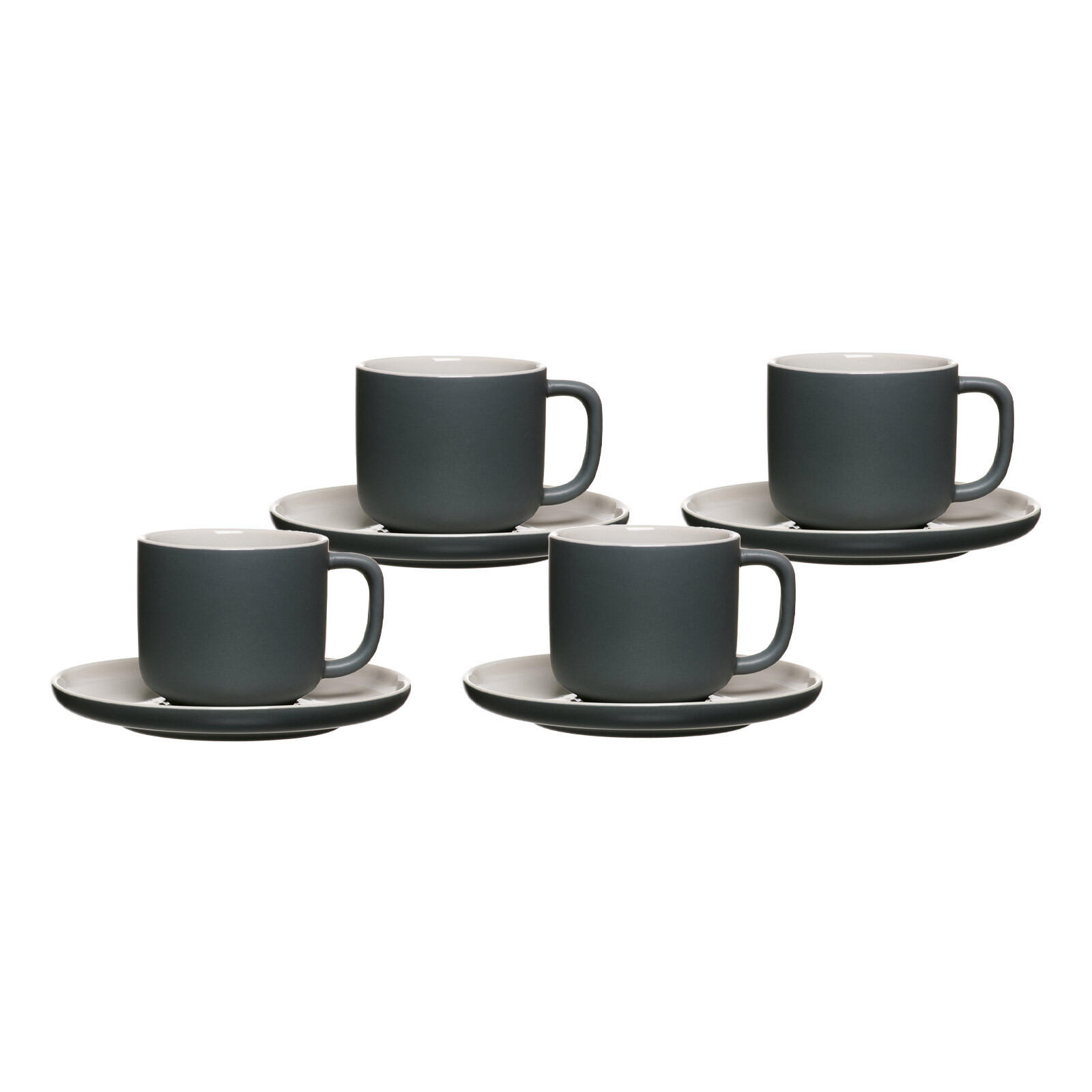 KAFFEETASSEN MIT UNTERTASSEN Jasper Grau 240 ml 4er Set - Grau, Keramik (15/9/15cm) - Ritzenhoff Breker