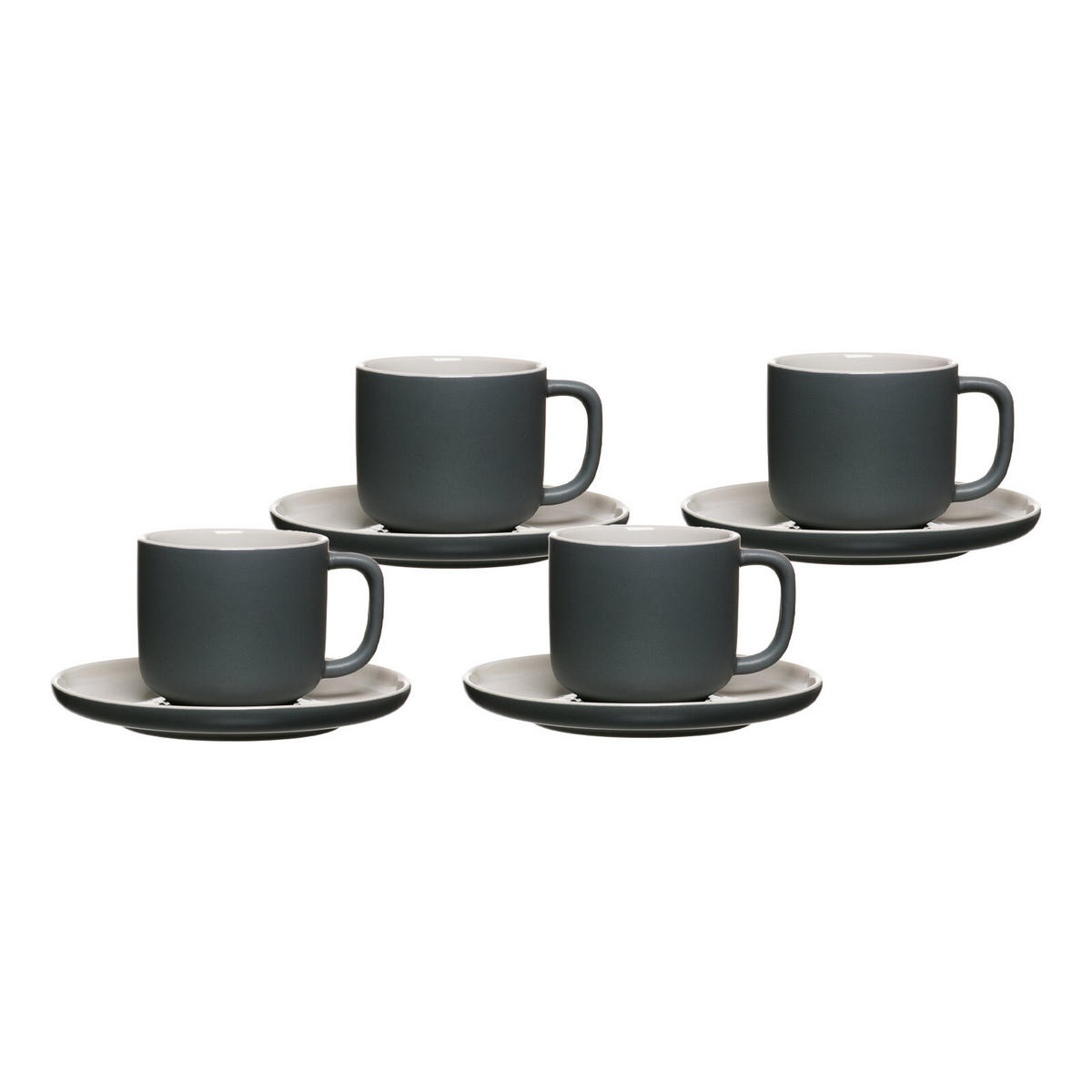 KAFFEETASSEN MIT UNTERTASSEN Jasper Grau 240 ml 4er Set - Grau, Keramik (15/9/15cm) - Ritzenhoff Breker
