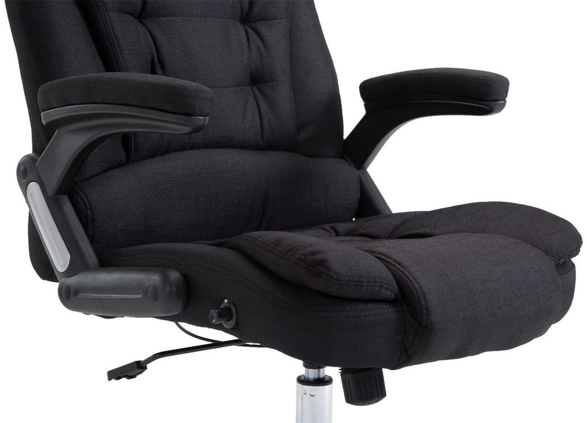 CHEFSESSEL Stoff schwarz - Chromfarben/Schwarz, Textil/Metall (69.5/113/78cm) - CLP