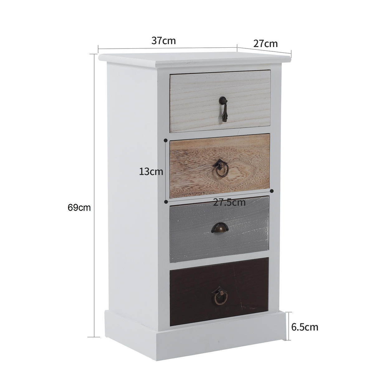 KOMMODE Weiß 27/37/69 cm - Weiß, Holzwerkstoff (27/69/37cm) - Mobili Rebecca