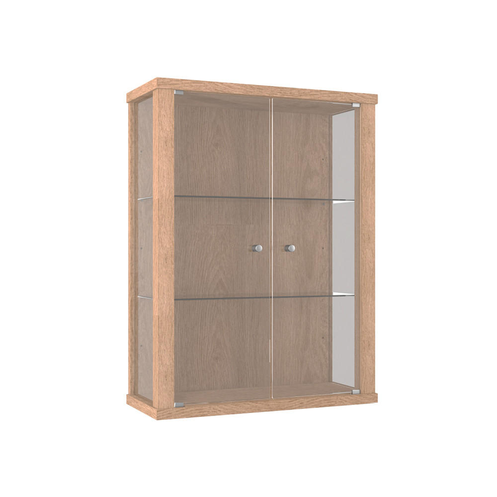 HÄNGEVITRINE 25/60/80 cm mit 2 höhenverstellbaren Glasböden - Transparent/Silberfarben, Glas/Holzwerkstoff (60/80/25cm) - K-Möbel