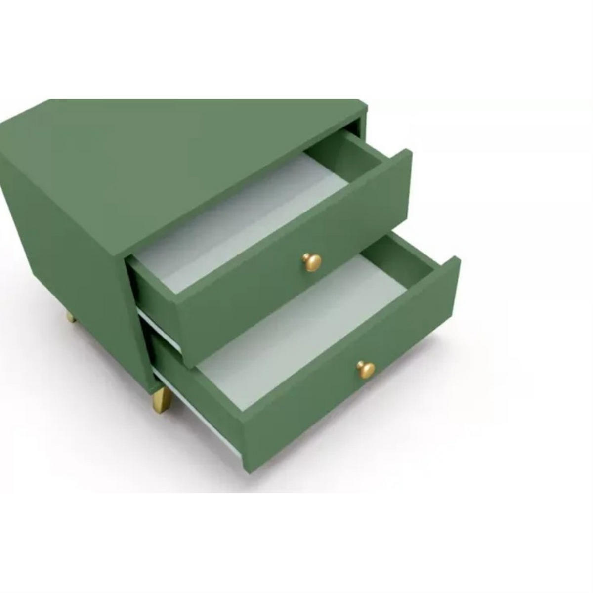 NACHTTISCH Solea Lux mit 2 Schubladen, Grün - Goldfarben/Grün, Holzwerkstoff (54/48/41cm) - Beautysofa