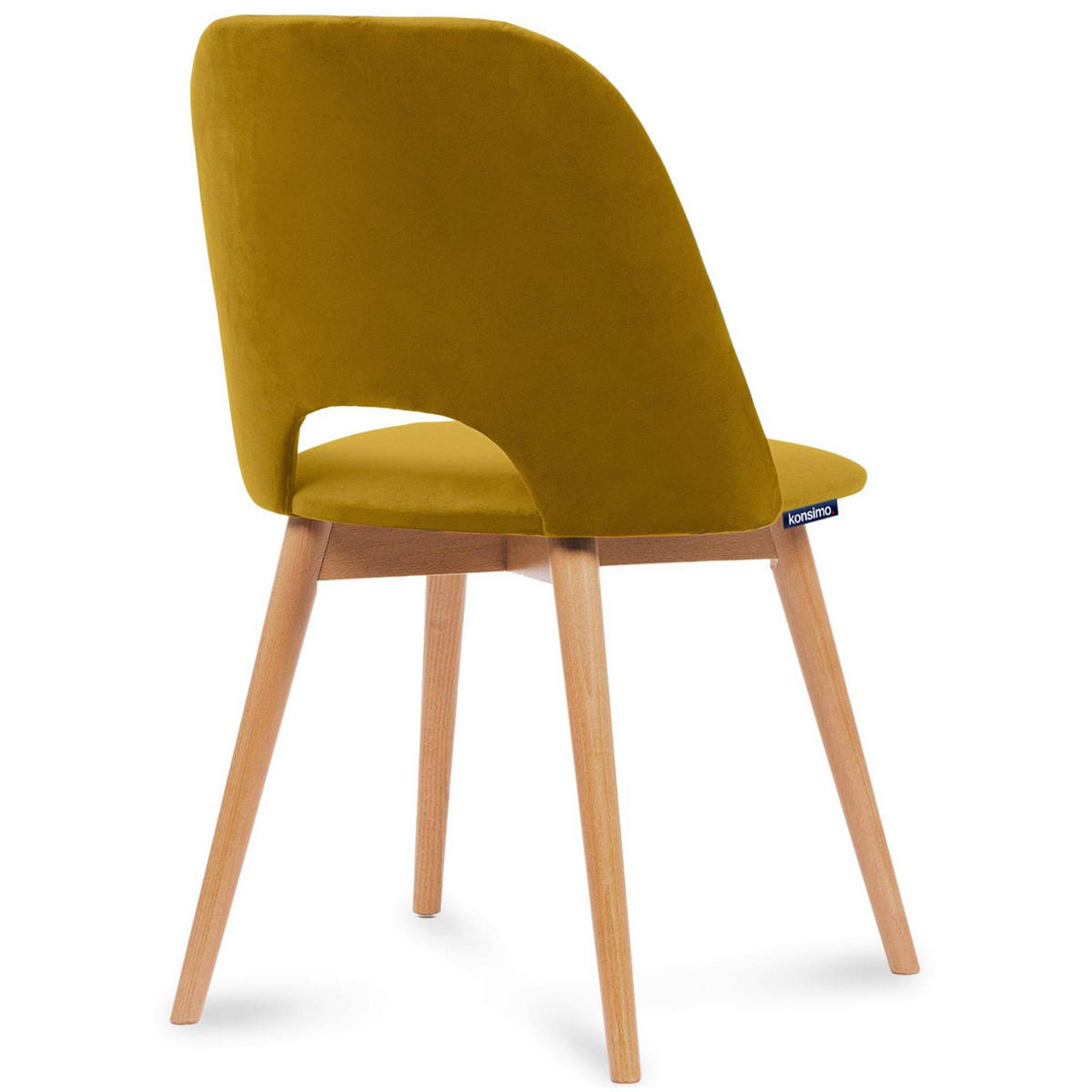 ESSZIMMERSTUHLE TINO 2-tlg Velours-Sitz, Gelb - Eichefarben/Gelb, Holz/Textil (48/86/44cm) - KONSIMO®