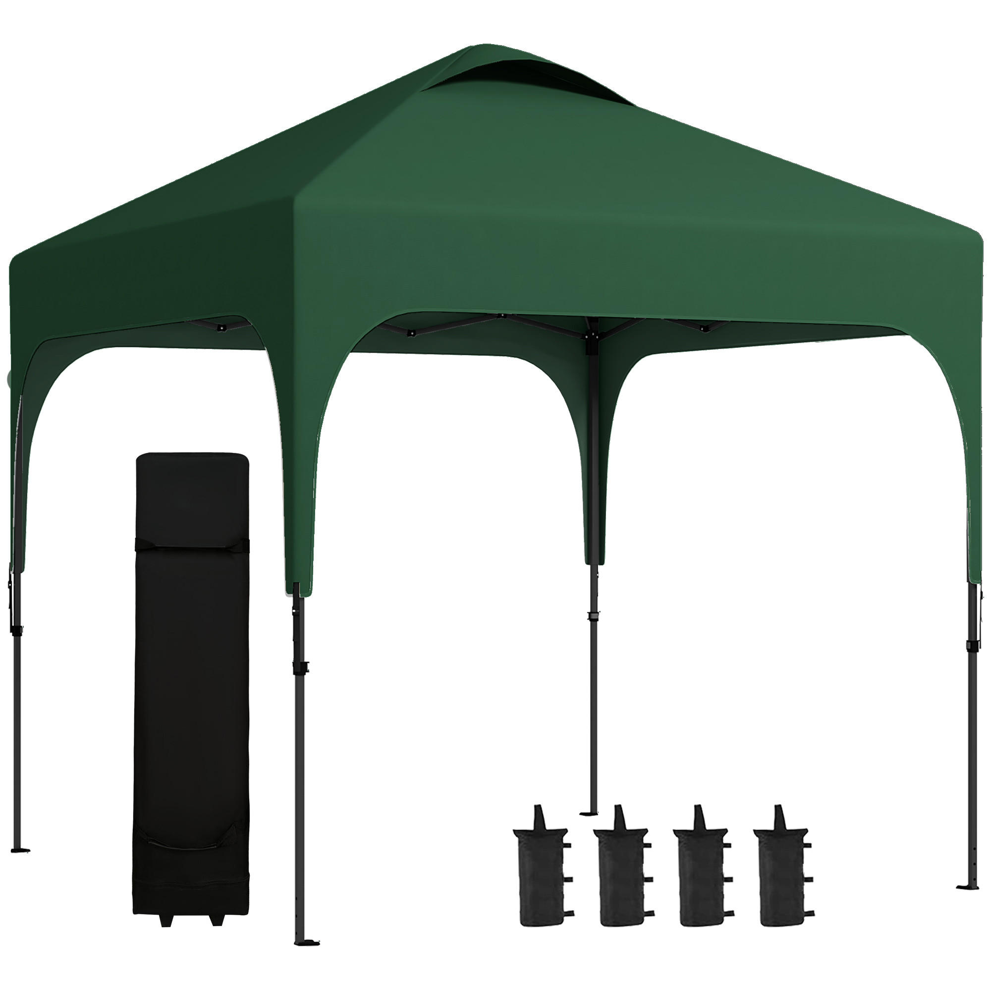 PAVILLON, UV-Schutz 50+, höhenverstellbar, i2,5 x 2,5 x 2,68 m,Grün - Dunkelgrün, Metall (253/268/253cm) - Vallsero
