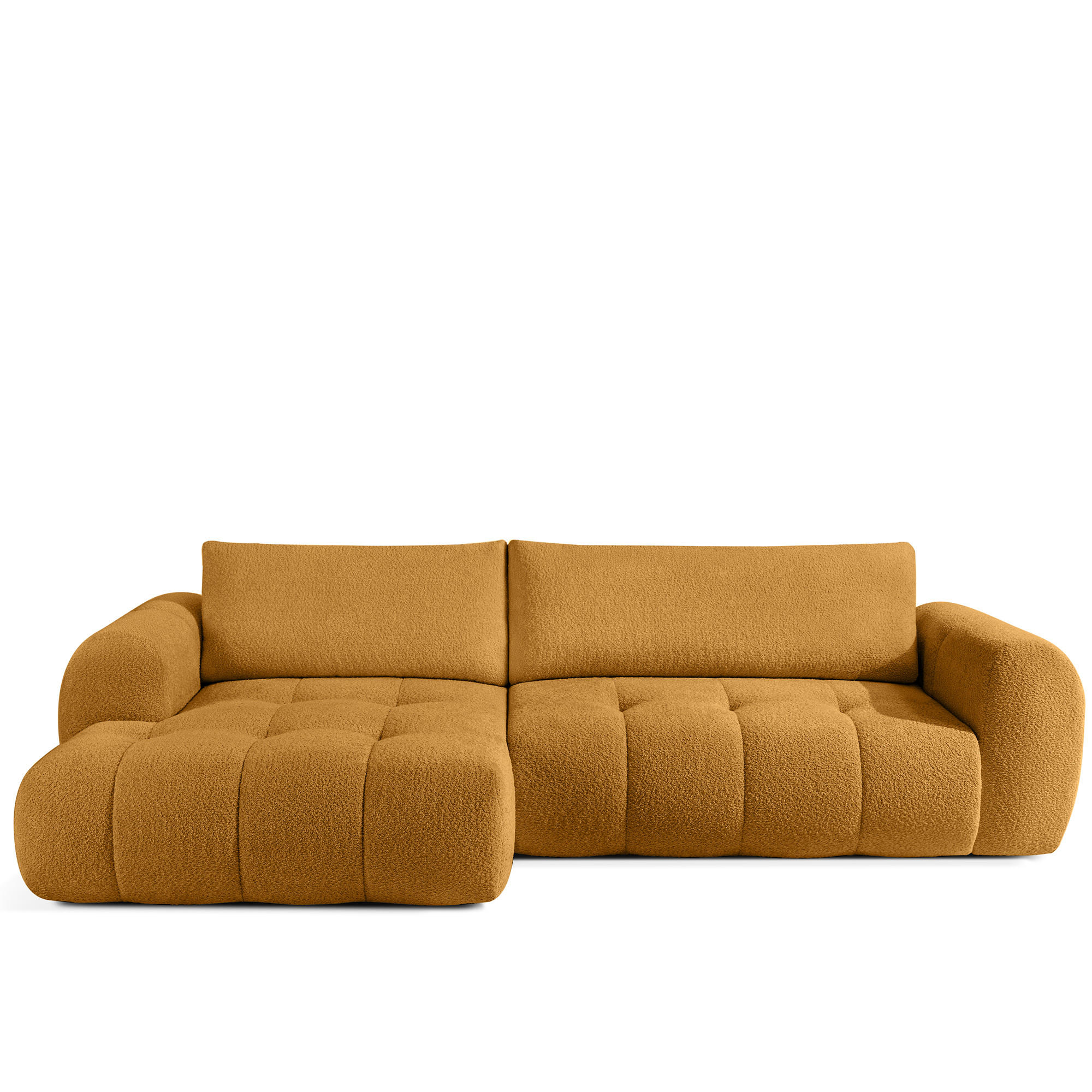 ECKSOFA LINKS LIRA, Honigfarben, Bouclé - Honig, Holz/Holzwerkstoff (295/112cm) - KONSIMO®