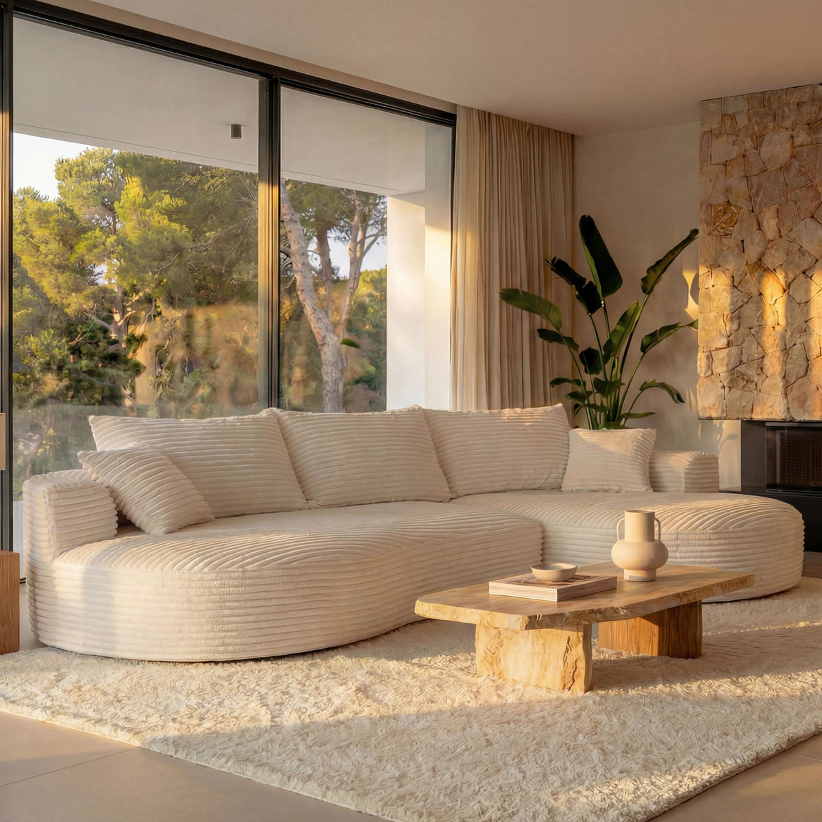 SOFA-GARNITUR Weiß - Weiß, Textil (296/61/159cm) - MCW