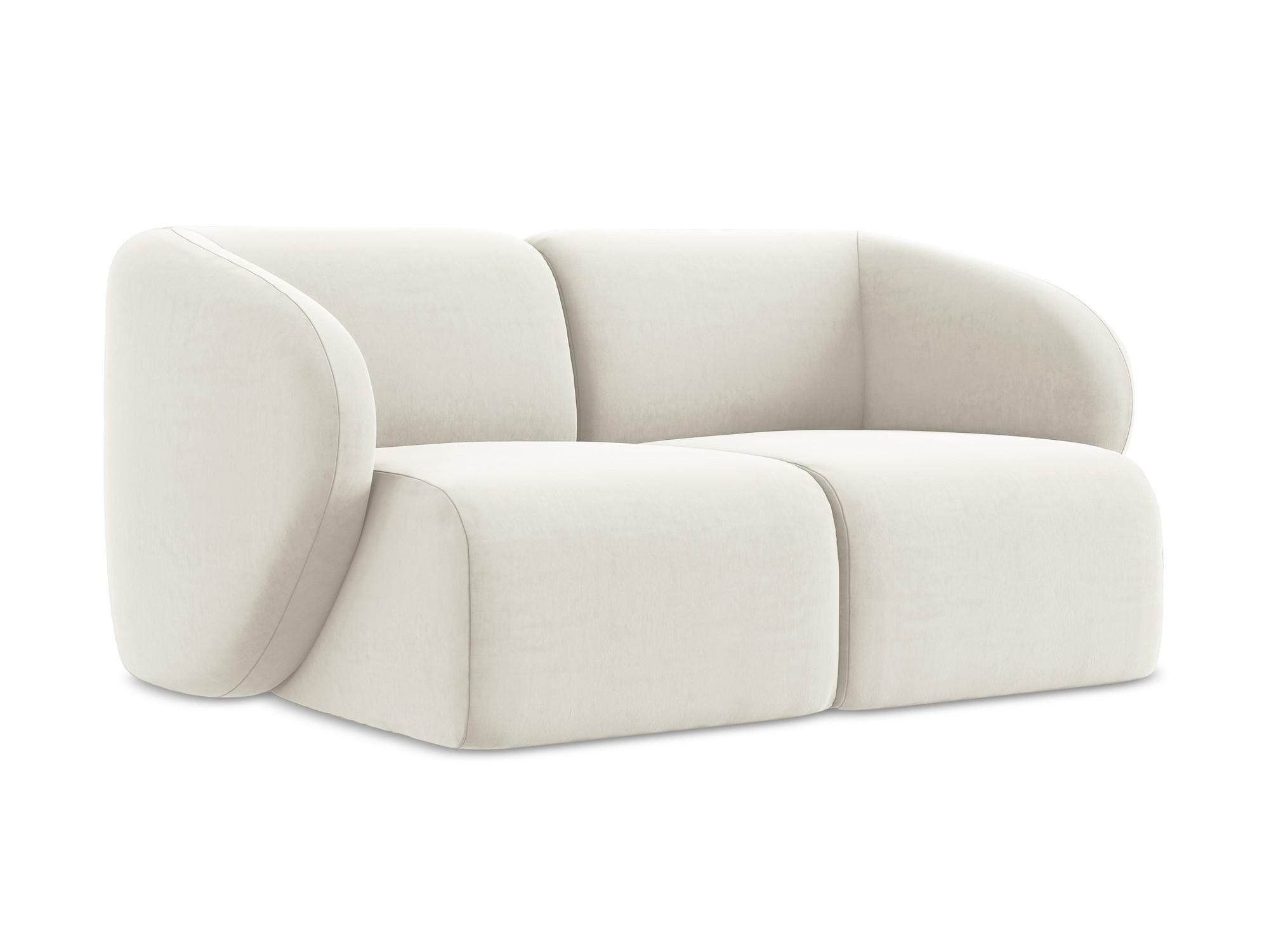 2-SITZER-SOFA Samt Stoff Beige - Creme/Schwarz, Holzwerkstoff/Kunststoff (174/75/94cm) - Makamii