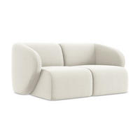 2-SITZER-SOFA Samt Stoff Beige - Creme/Schwarz, Holzwerkstoff/Kunststoff (174/75/94cm) - Makamii