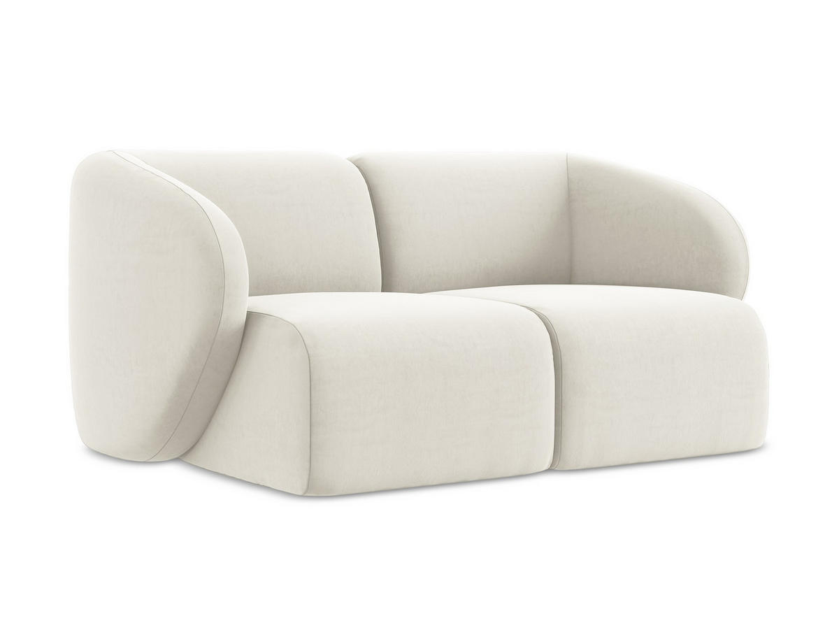 2-SITZER-SOFA Samt Stoff Beige - Creme/Schwarz, Holzwerkstoff/Kunststoff (174/75/94cm) - Makamii