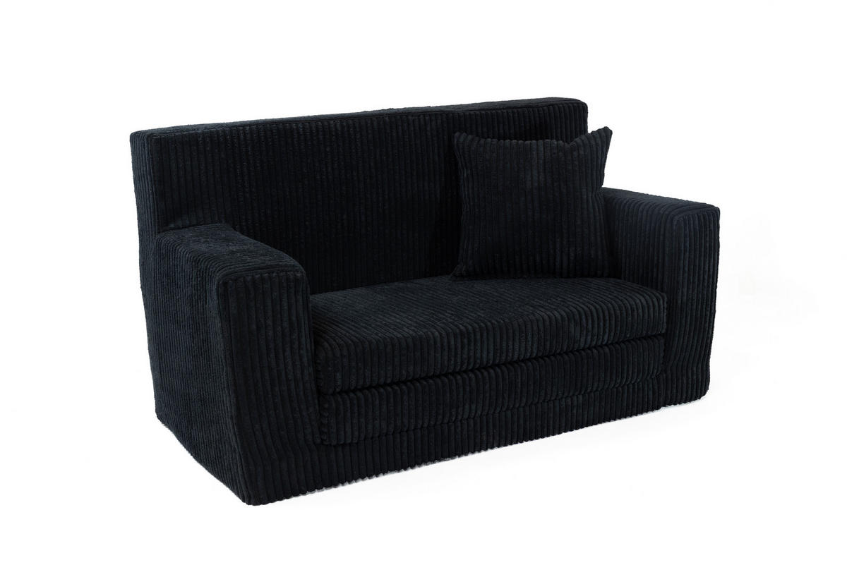 KINDERSOFA aus Kuschel-Cord in Schwarz - Schwarz, Textil (83/47/43cm) - Fortisline