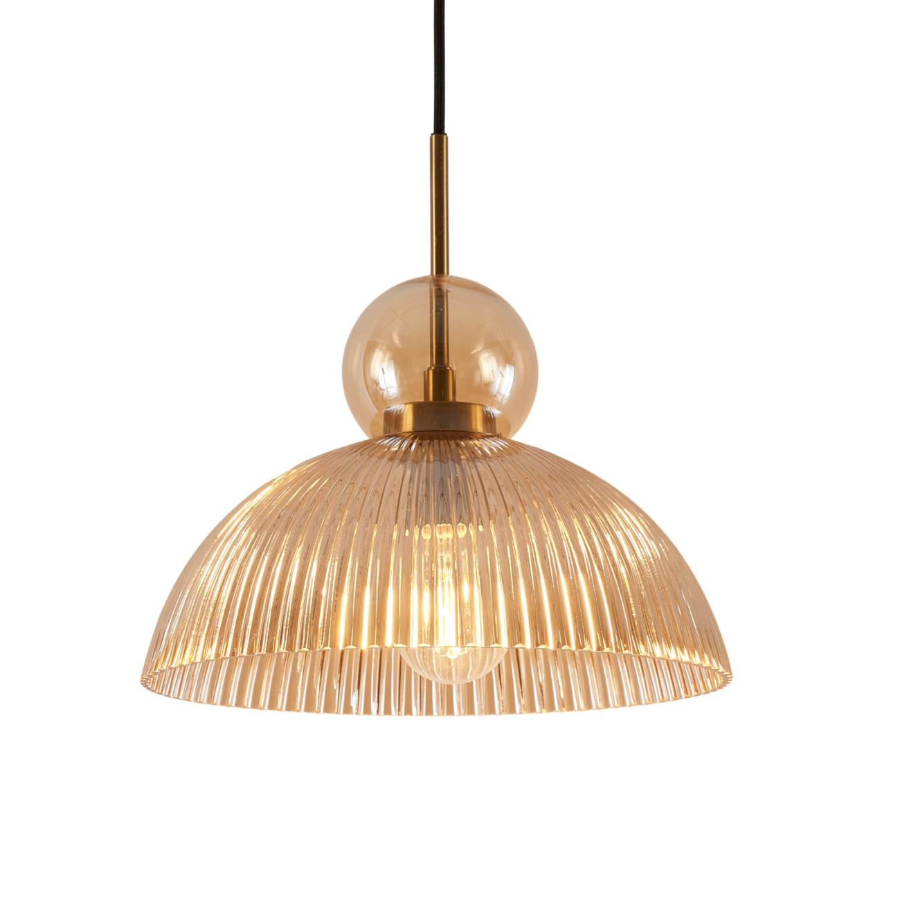 HÄNGELEUCHTE Ysolde, Bernstein und Messing, 28cm - Goldfarben, Glas (132/30/28cm) - KOSILUM