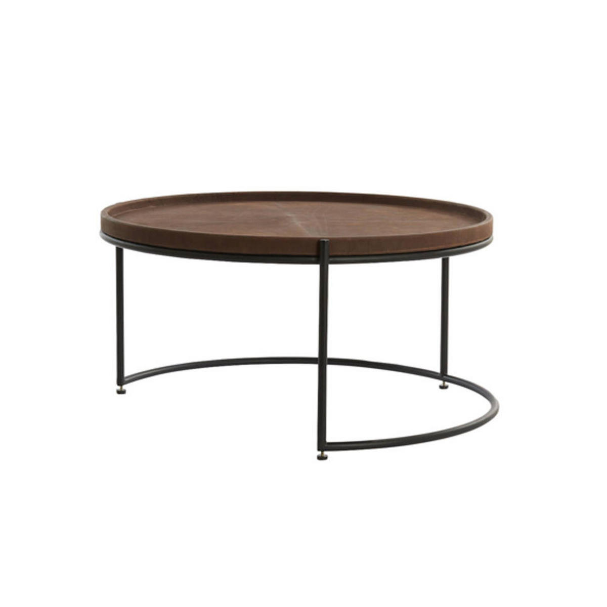 COUCHTISCH JAIRO 2er Set, Leder, Braun-Schwarz - Schwarz/Braun, Leder (79/79/38cm) - Light & Living