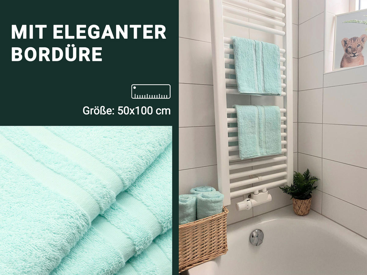 HANDTÜCHER, 6er-Set, 50x100 cm, 100% Baumwolle, Blau - Grün, Textil (50/100cm) - Zollner