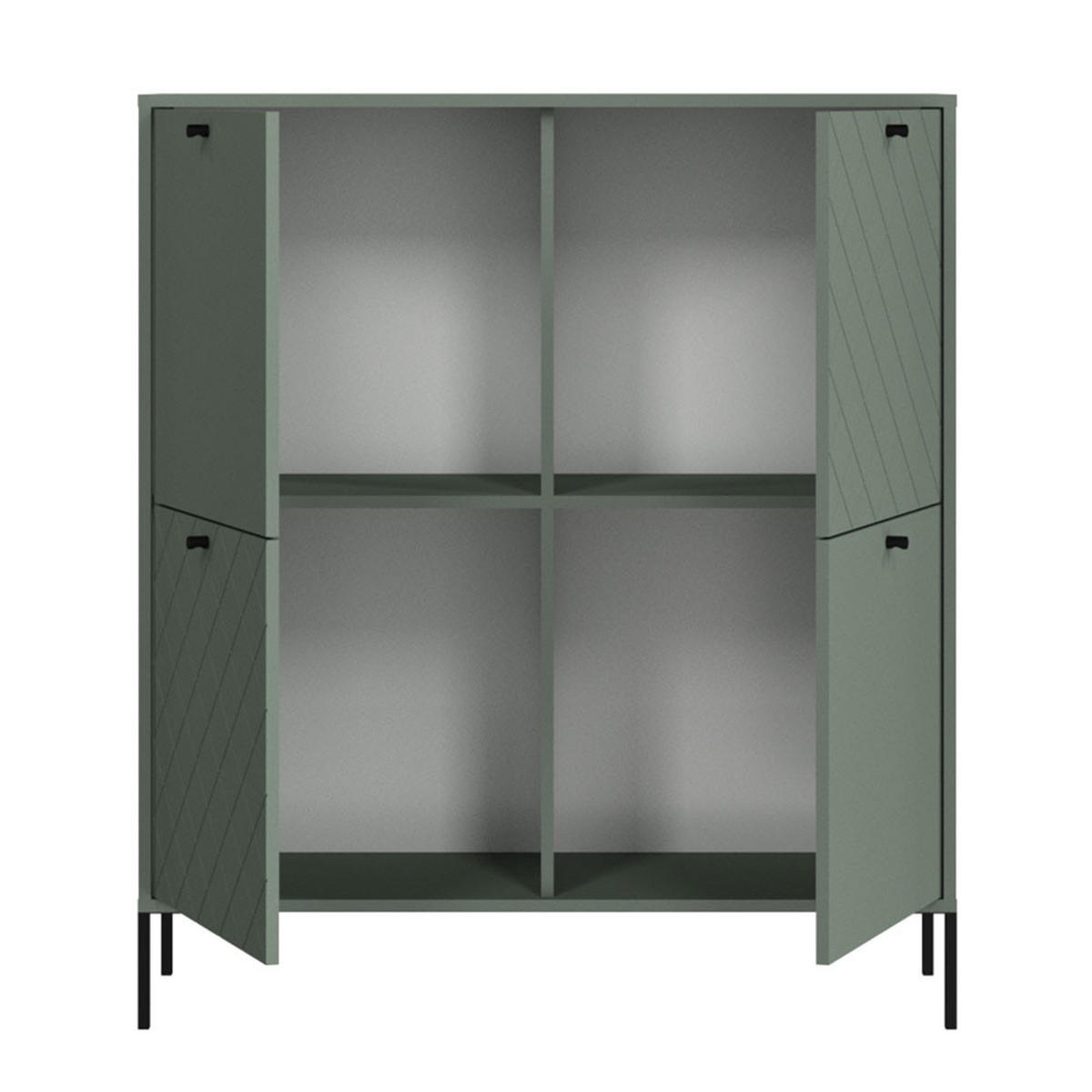 HIGHBOARD Vitoria grün / schwarz 105 / 38 / 120cm - Schwarz/Grün, Holz/Holzwerkstoff (105/120/38cm) - Feldmann-Wohnen