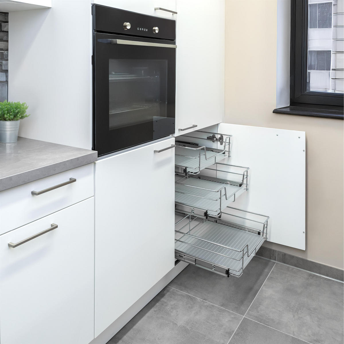 TELESKOPSCHUBLADE 50 cm, silber, Metall - Chromfarben, Metall (47/14/44cm) - bremermann