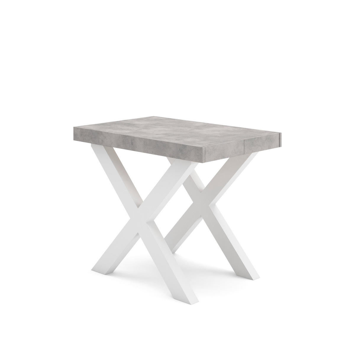 KONSOLENTISCH ausziehbar 58 bis 222cm, für 10 Gäste, weiß zementgrau, 90/58/73cm - Multicolor/Weiß, Holzwerkstoff (90/222/73cm) - Skraut Home