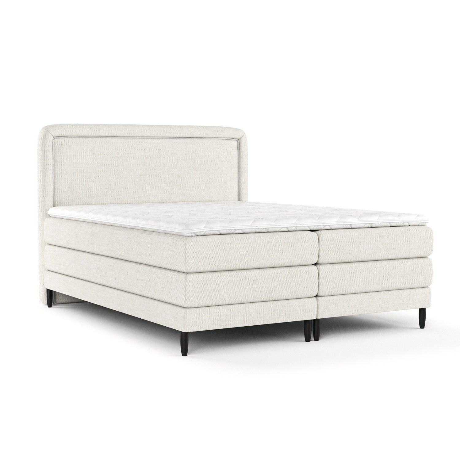 BOXSPRINGBETT Dove Creme 160/200 cm mit Matratzen und Topper - Creme/Schwarz, Holz/Holzwerkstoff (160/200cm) - Maison de Reve