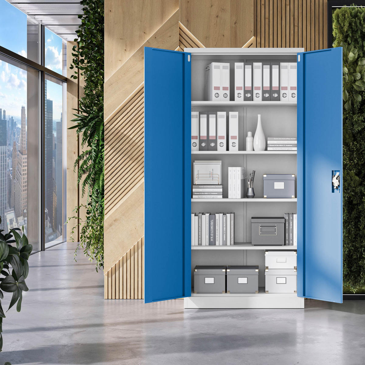 AKTENSCHRANK JAN H - Blau/Grau, Metall (90/195/40cm) - Jan Nowak