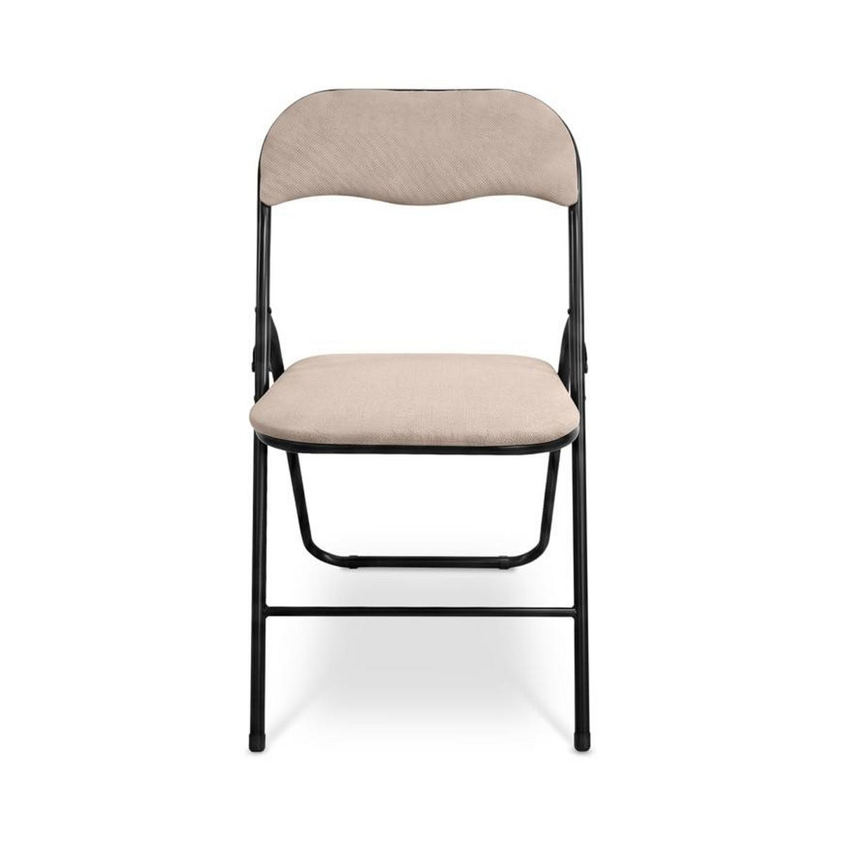 KLAPPSTÜHLE 6er-Set gepolstert, beiger Stoff und schwarze Metallbeine - Greta - Beige/Schwarz, Textil/Metall (44/78/46cm) - Sicaan