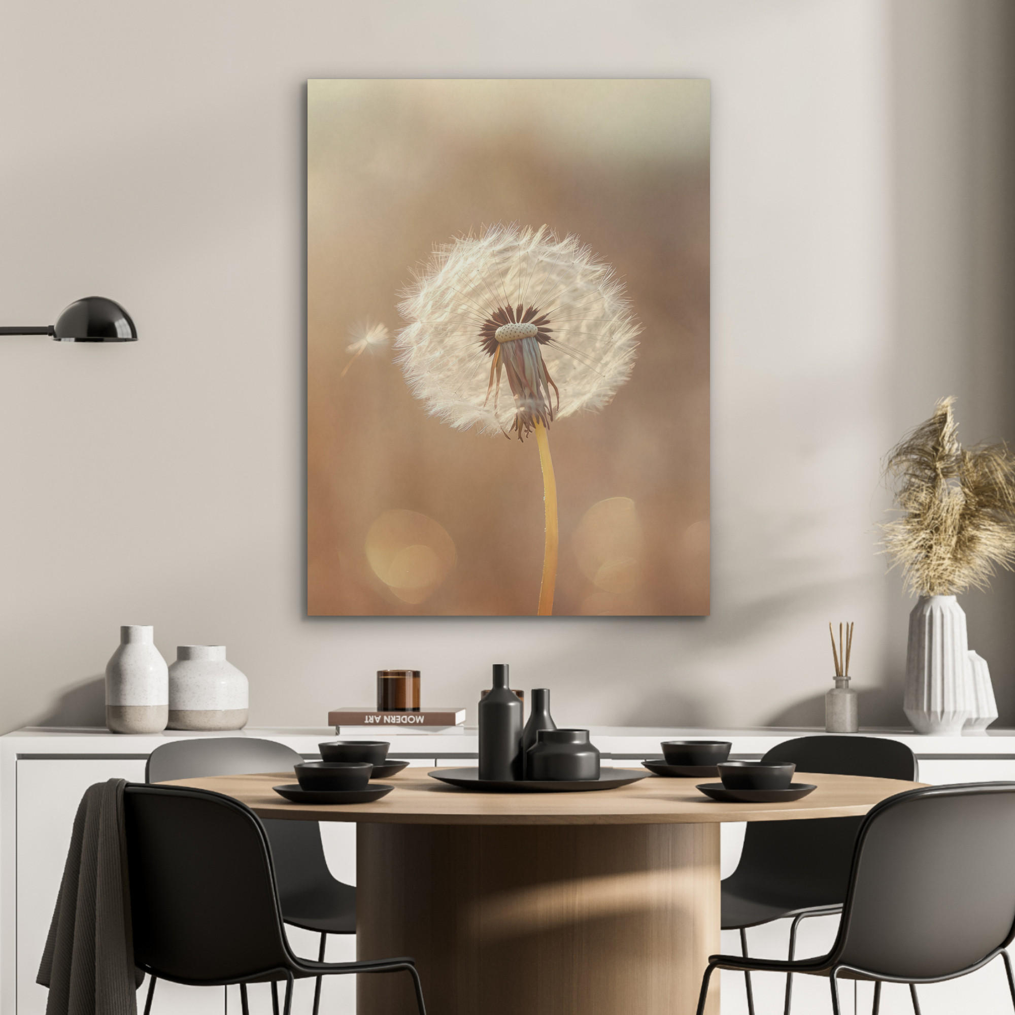 AKUSTIKPANEEL Löwenzahn - Beige - Natur - Blume 60x80 cm - Hellbraun, Textil (60/0.9/80cm) - MuchoWow